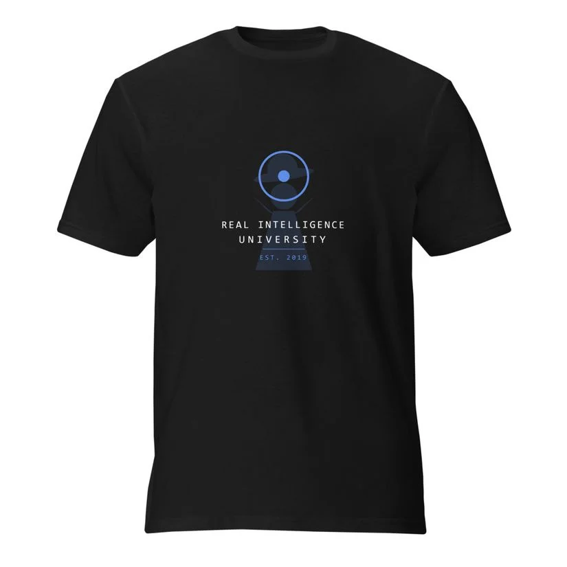 Black t-shirt with the RIU wordmark logo on the chest